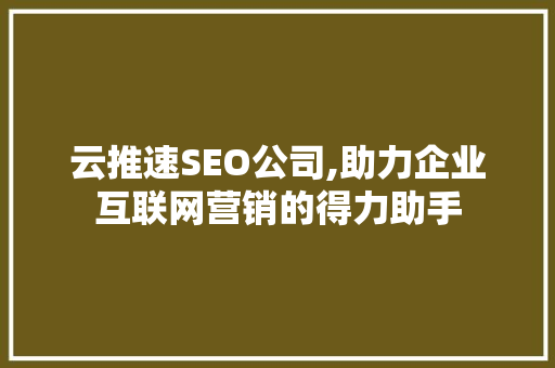 云推速SEO公司,助力企业互联网营销的得力助手