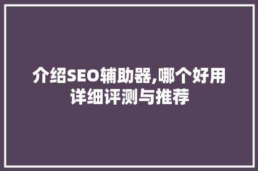 介绍SEO辅助器,哪个好用详细评测与推荐