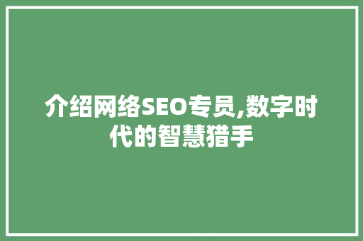 介绍网络SEO专员,数字时代的智慧猎手
