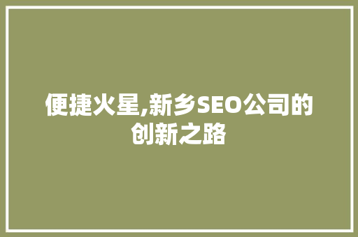 便捷火星,新乡SEO公司的创新之路