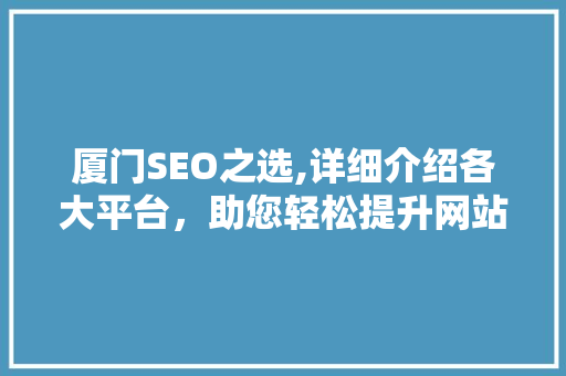 厦门SEO之选,详细介绍各大平台，助您轻松提升网站排名