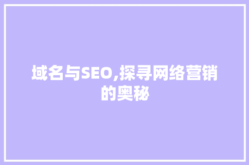 域名与SEO,探寻网络营销的奥秘