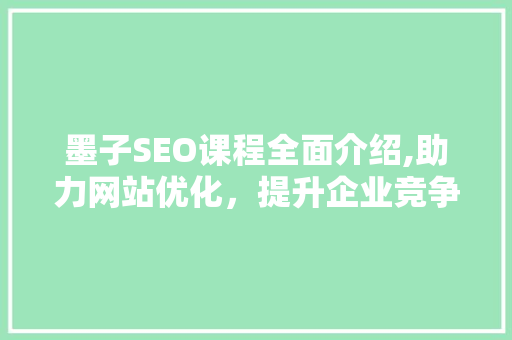 墨子SEO课程全面介绍,助力网站优化，提升企业竞争力