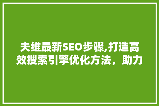 夫维最新SEO步骤,打造高效搜索引擎优化方法，助力企业腾飞  第1张