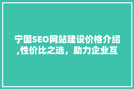 宁国SEO网站建设价格介绍,性价比之选，助力企业互联网营销