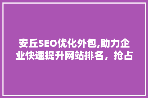 安丘SEO优化外包,助力企业快速提升网站排名，抢占市场份额