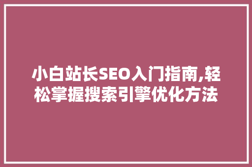 小白站长SEO入门指南,轻松掌握搜索引擎优化方法