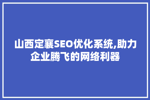山西定襄SEO优化系统,助力企业腾飞的网络利器