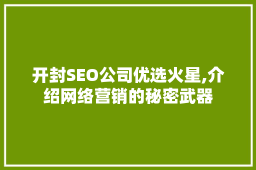 开封SEO公司优选火星,介绍网络营销的秘密武器