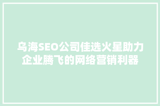乌海SEO公司佳选火星助力企业腾飞的网络营销利器