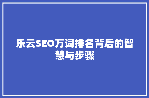 乐云SEO万词排名背后的智慧与步骤
