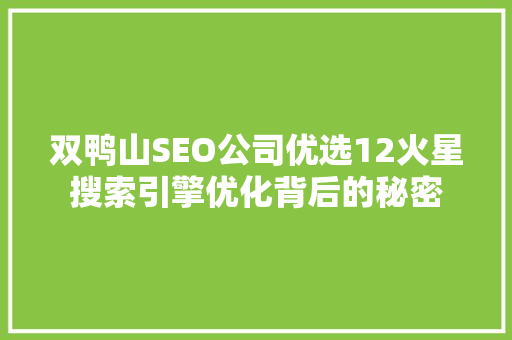 双鸭山SEO公司优选12火星搜索引擎优化背后的秘密