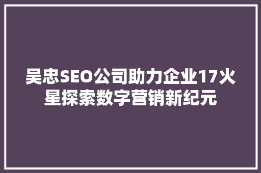 吴忠SEO公司助力企业17火星探索数字营销新纪元