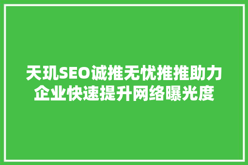天玑SEO诚推无忧推推助力企业快速提升网络曝光度
