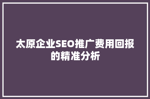 太原企业SEO推广费用回报的精准分析