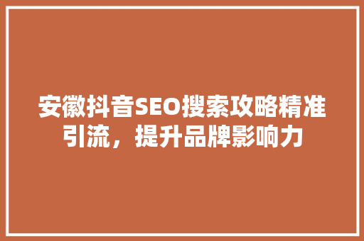 安徽抖音SEO搜索攻略精准引流，提升品牌影响力