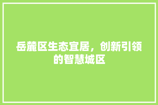 岳麓区生态宜居，创新引领的智慧城区