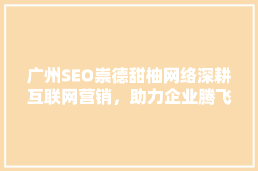 广州SEO崇德甜柚网络深耕互联网营销，助力企业腾飞