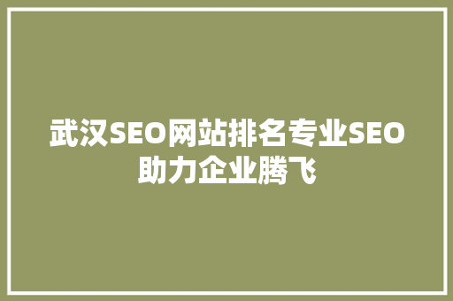 武汉SEO网站排名专业SEO助力企业腾飞