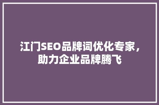 江门SEO品牌词优化专家，助力企业品牌腾飞