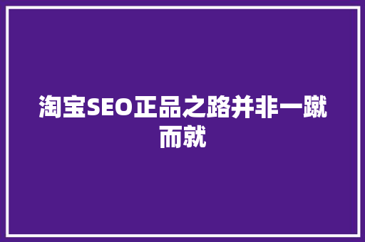 淘宝SEO正品之路并非一蹴而就