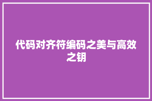 代码对齐符编码之美与高效之钥