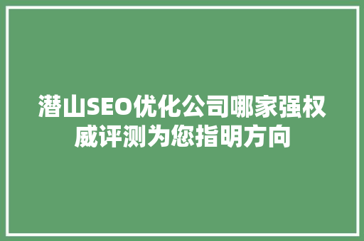 潜山SEO优化公司哪家强权威评测为您指明方向