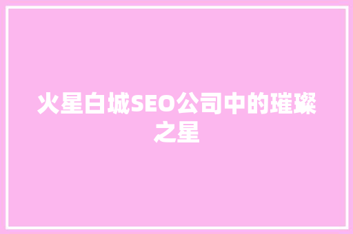 火星白城SEO公司中的璀璨之星