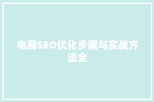 电商SEO优化步骤与实战方法全