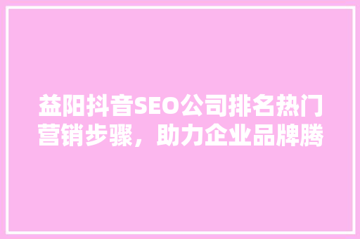 益阳抖音SEO公司排名热门营销步骤，助力企业品牌腾飞