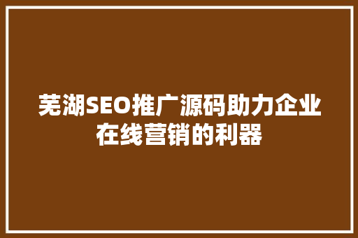 芜湖SEO推广源码助力企业在线营销的利器