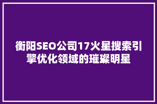 衡阳SEO公司17火星搜索引擎优化领域的璀璨明星