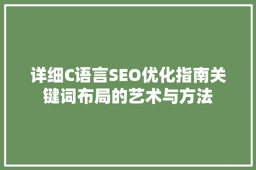详细C语言SEO优化指南关键词布局的艺术与方法