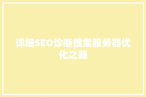 详细SEO诊断搜索服务器优化之路