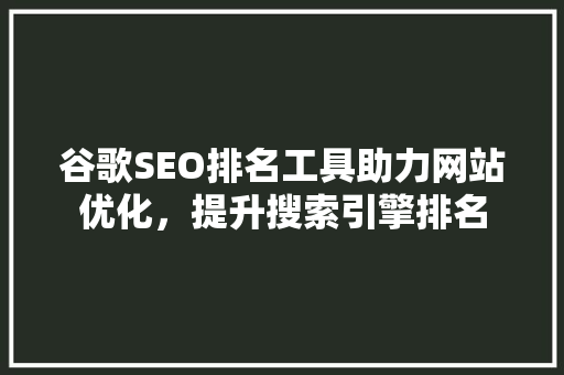 谷歌SEO排名工具助力网站优化，提升搜索引擎排名