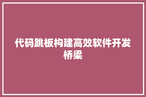 代码跳板构建高效软件开发桥梁
