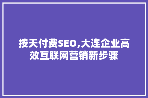 按天付费SEO,大连企业高效互联网营销新步骤