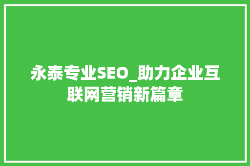 永泰专业SEO_助力企业互联网营销新篇章
