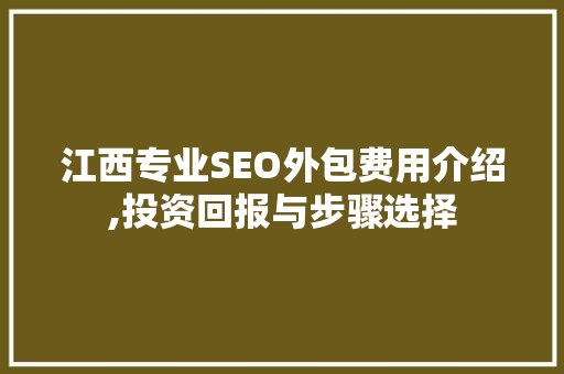 江西专业SEO外包费用介绍,投资回报与步骤选择  第1张