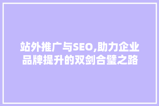 站外推广与SEO,助力企业品牌提升的双剑合璧之路
