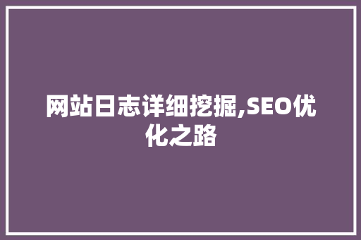 网站日志详细挖掘,SEO优化之路