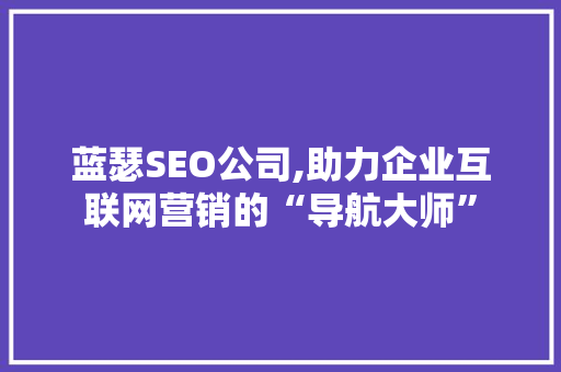 蓝瑟SEO公司,助力企业互联网营销的“导航大师”