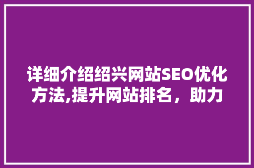 详细介绍绍兴网站SEO优化方法,提升网站排名，助力企业腾飞  第1张