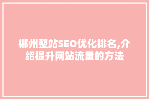 郴州整站SEO优化排名,介绍提升网站流量的方法