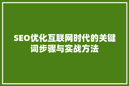 SEO优化互联网时代的关键词步骤与实战方法