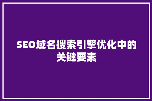 SEO域名搜索引擎优化中的关键要素  第1张