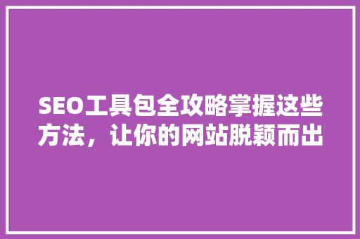 SEO工具包全攻略掌握这些方法，让你的网站脱颖而出