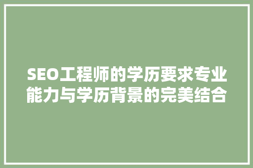 SEO工程师的学历要求专业能力与学历背景的完美结合