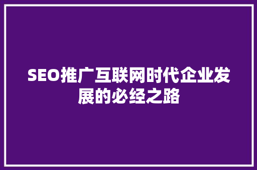 SEO推广互联网时代企业发展的必经之路