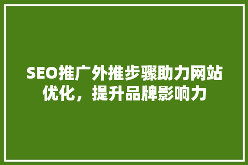 SEO推广外推步骤助力网站优化，提升品牌影响力